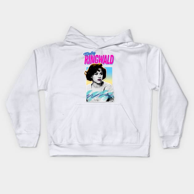 Molly Ringwald -  80s Styled Retro Nostalgia Graphic Design Kids Hoodie by DankFutura